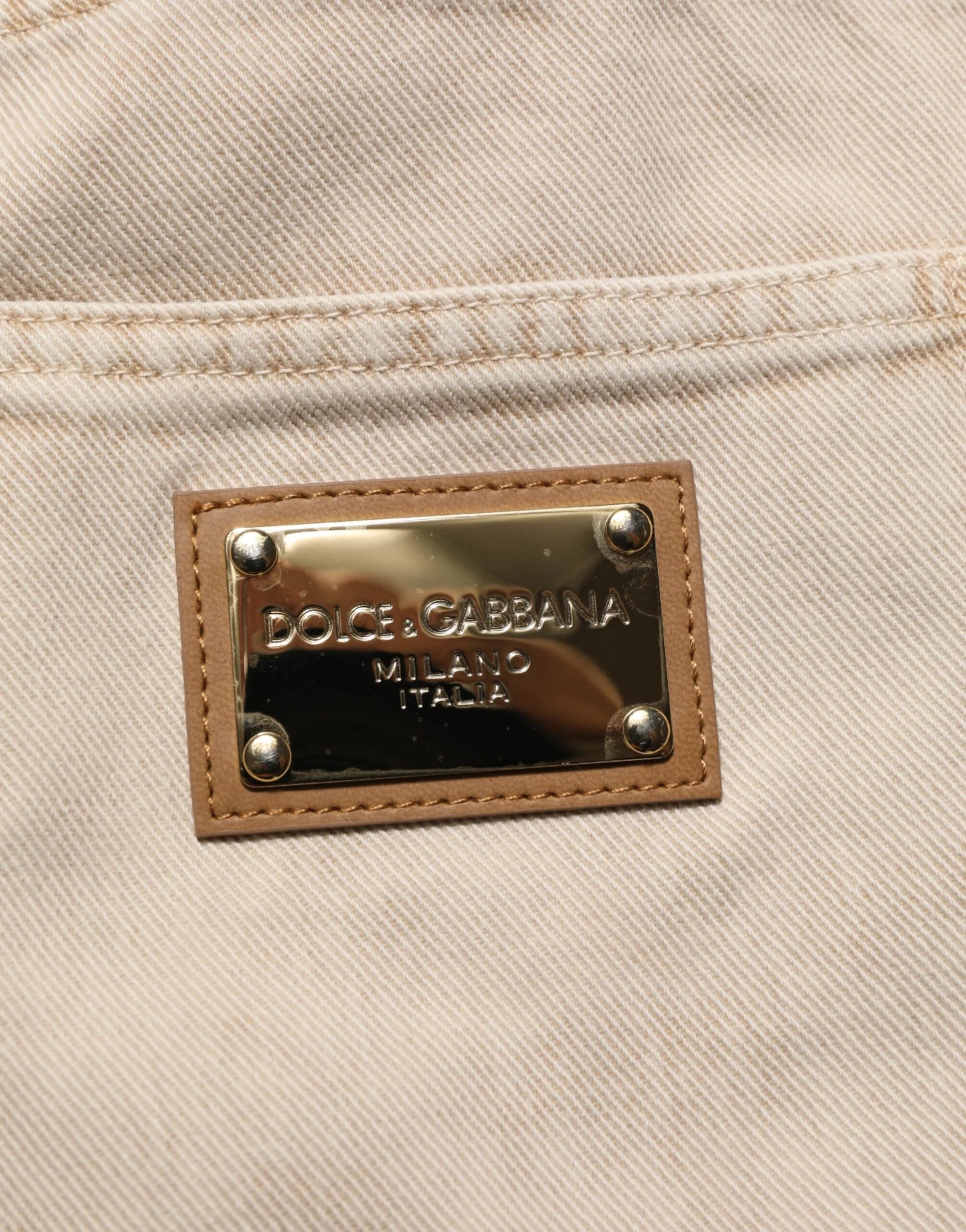 Dolce & Gabbana Beige Cotton Straight Denim Trouser Jeans - IT52 | XL - Jeans