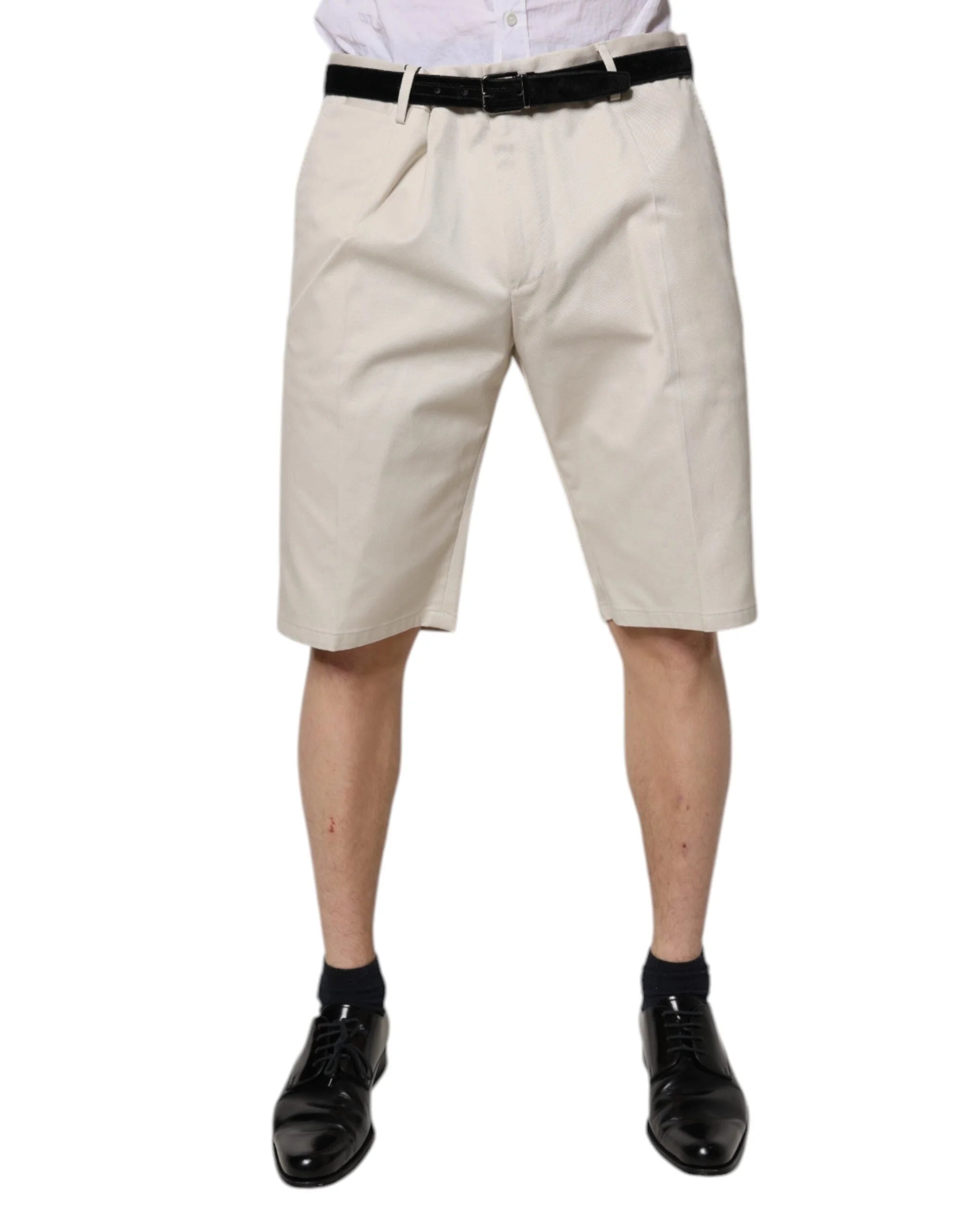 Dolce & Gabbana Beige Cotton Stretch Mid Waist Bermuda Shorts - Bermudas