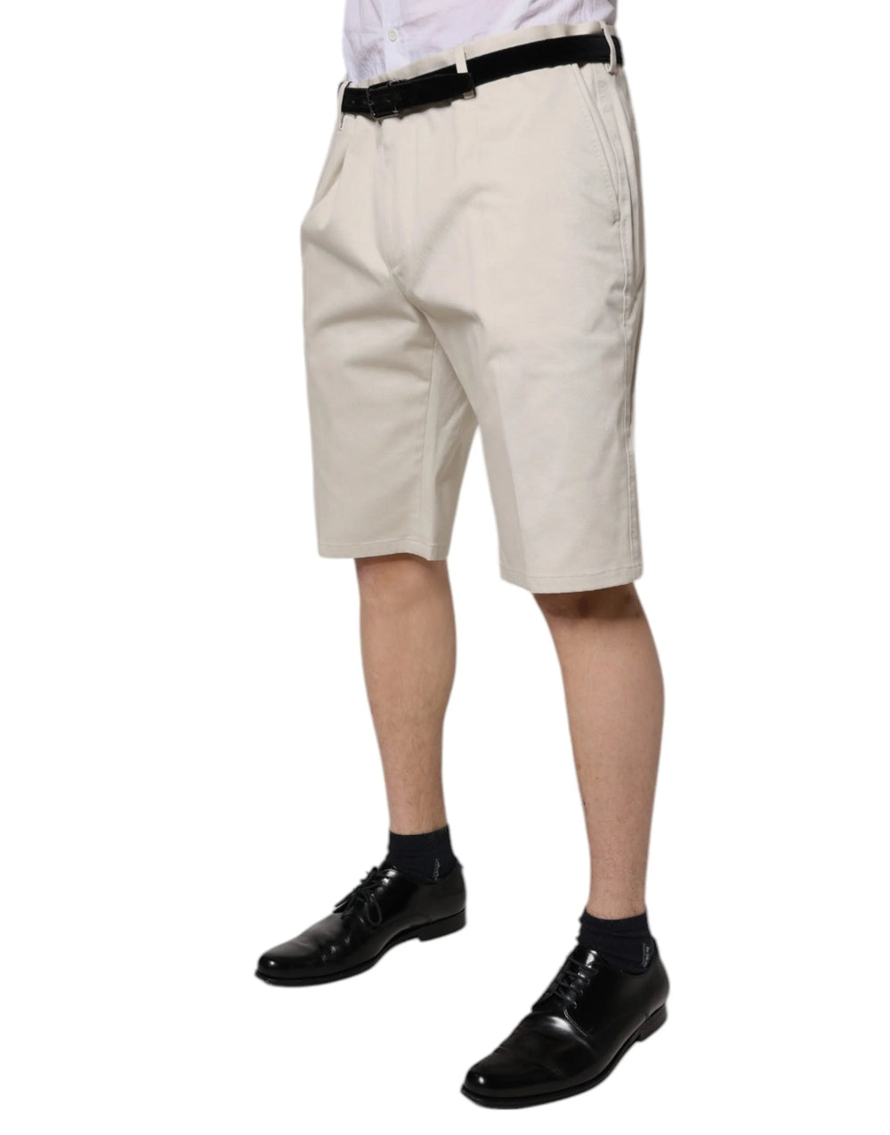 Dolce & Gabbana Beige Cotton Stretch Mid Waist Bermuda Shorts - Bermudas