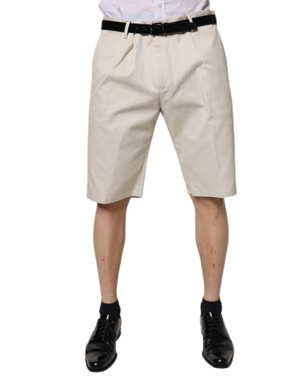 Dolce & Gabbana Beige Cotton Stretch Mid Waist Bermuda Shorts - Bermudas