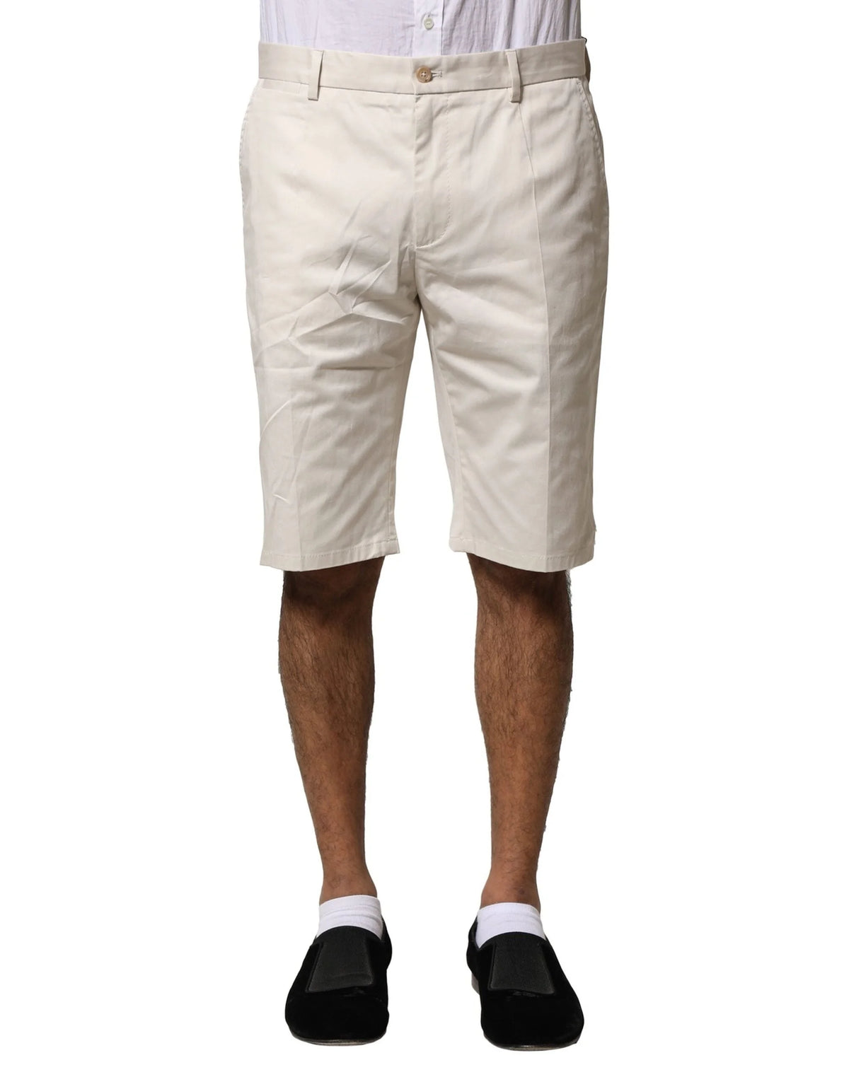Dolce & Gabbana Beige Cotton Stretch Mid Waist Bermuda Shorts - IT50 | L - Bermudas