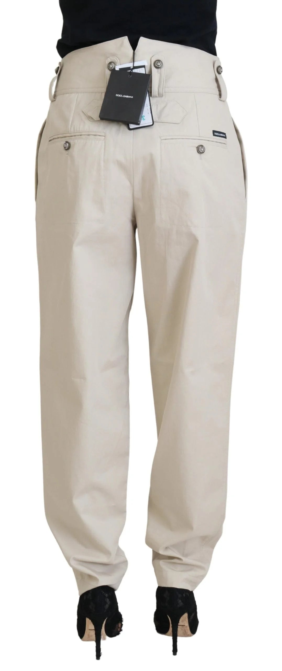 Dolce & Gabbana Beige Cotton Women Cargo Pants - IT38|XS - Cargo Pants
