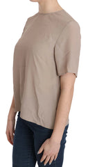 Dolce & Gabbana Beige Crew Neck Short Sleeve Blouse - IT40|S - Blouses