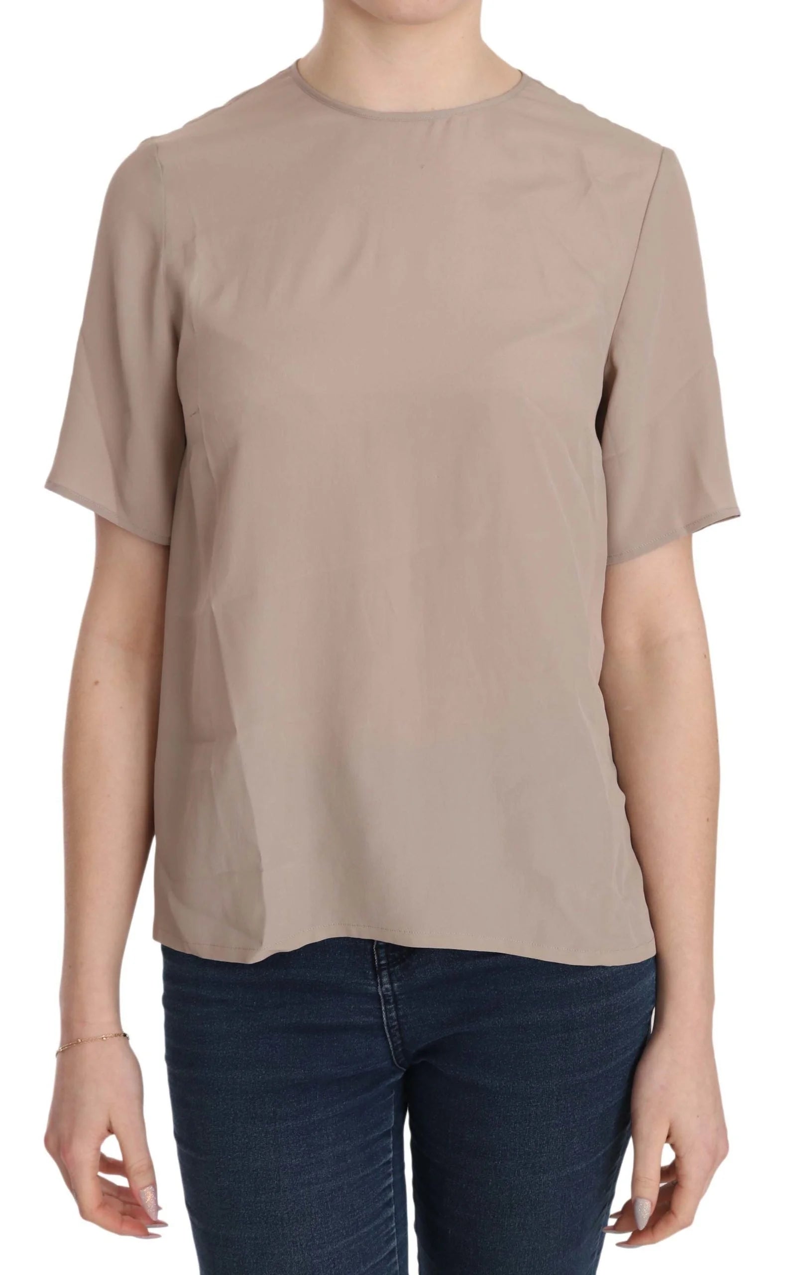 Dolce & Gabbana Beige Crew Neck Short Sleeve Blouse - IT40|S - Blouses