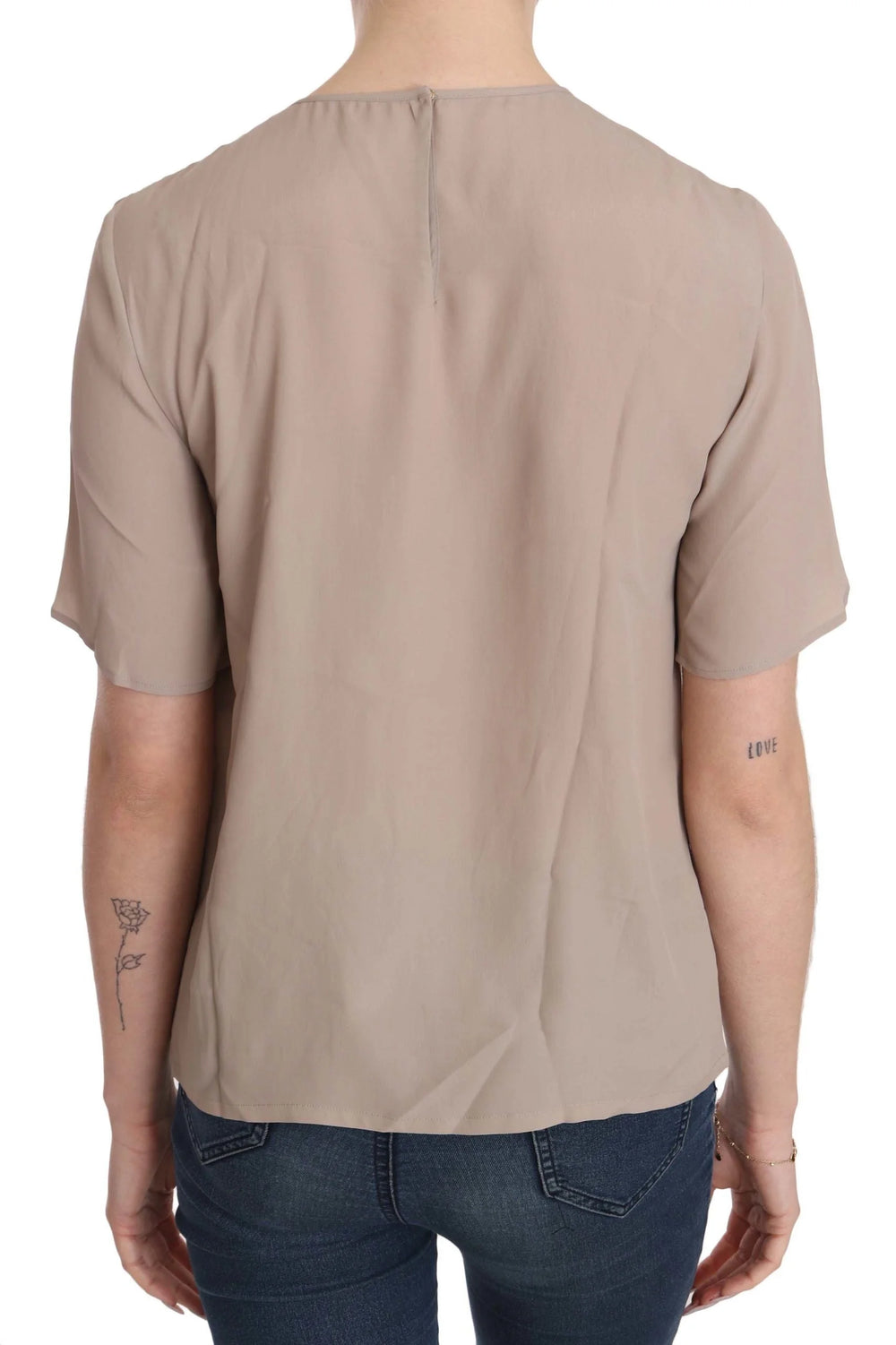 Dolce & Gabbana Beige Crew Neck Short Sleeve Blouse - IT40|S - Blouses