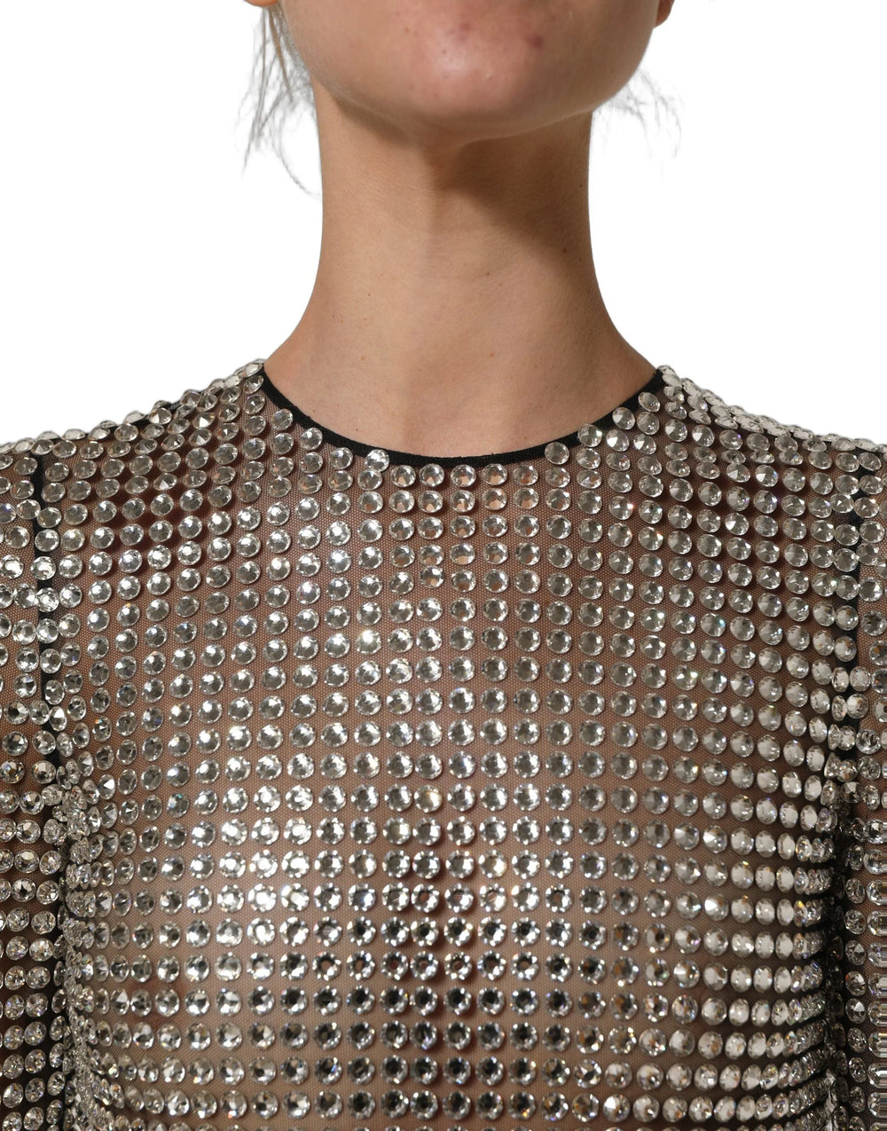 Dolce & Gabbana Beige Crystal Embellished Long Gown Dress - IT38 | XS