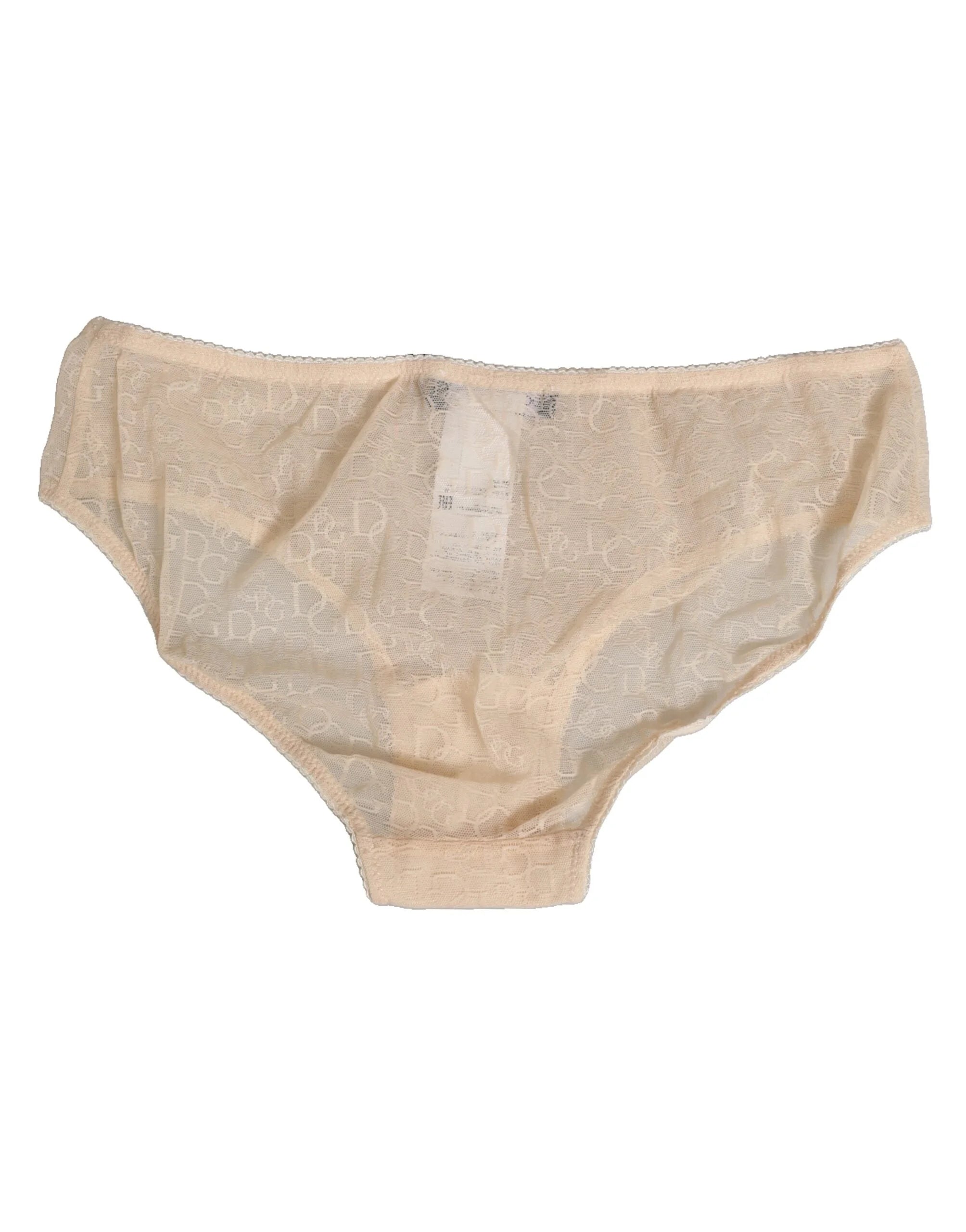 Dolce & Gabbana Beige DG Logo Lace Mid Waist Panty Underwear - IT2 | S