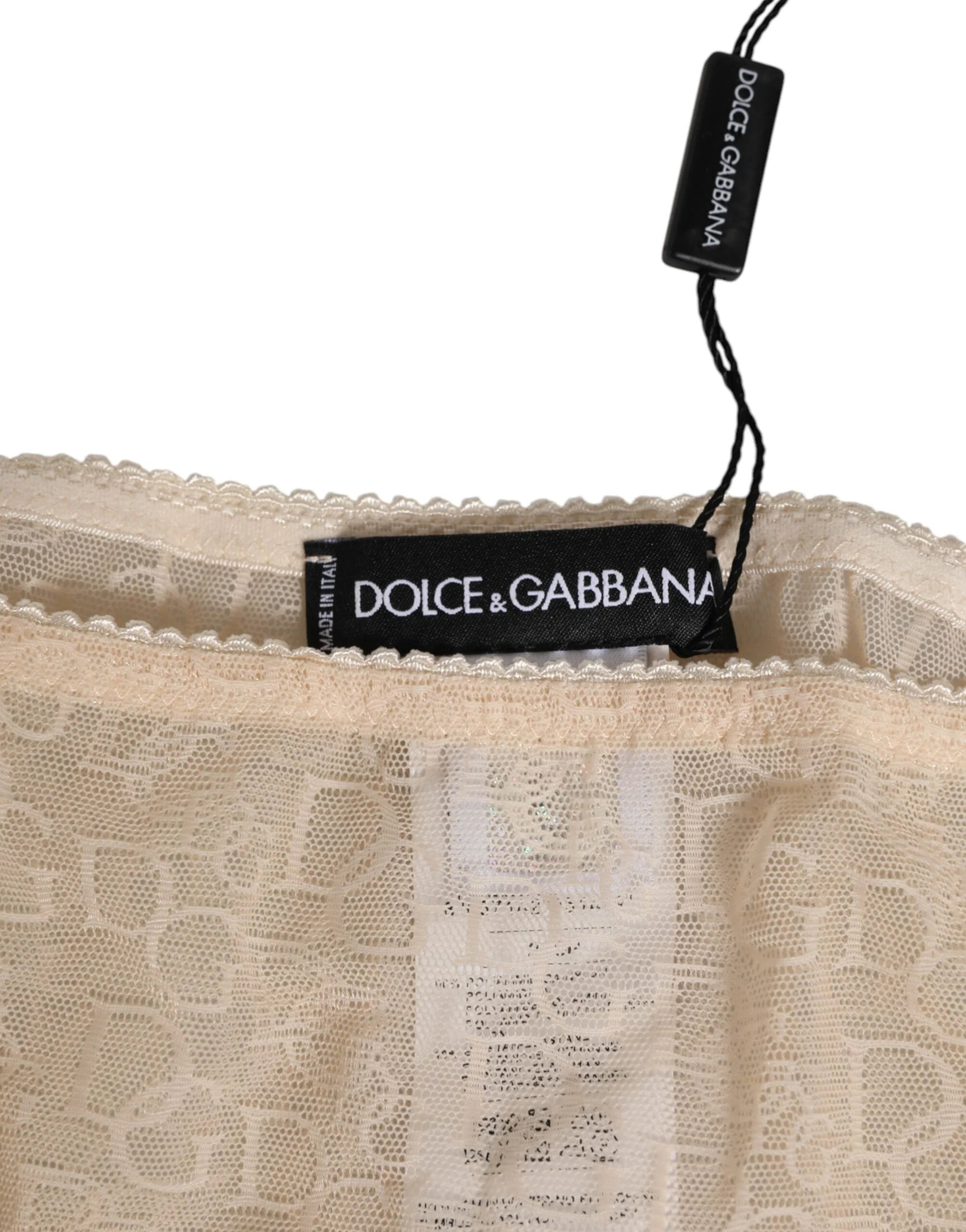 Dolce & Gabbana Beige DG Logo Lace Mid Waist Panty Underwear - IT2 | S