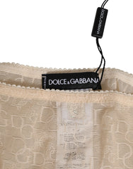 Dolce & Gabbana Beige DG Logo Lace Mid Waist Panty Underwear - IT2 | S