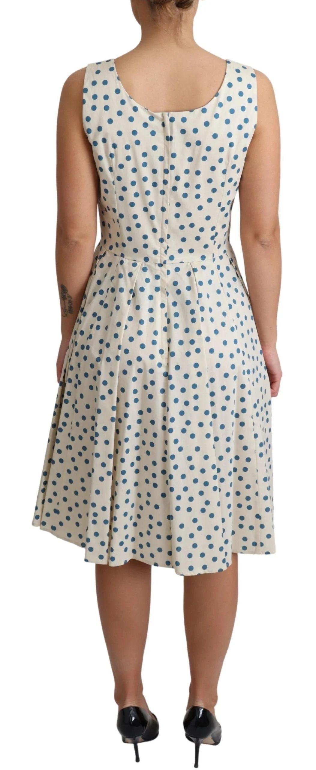 Dolce & Gabbana Beige Dotted Cotton A-Line Gown Dress - Dresses