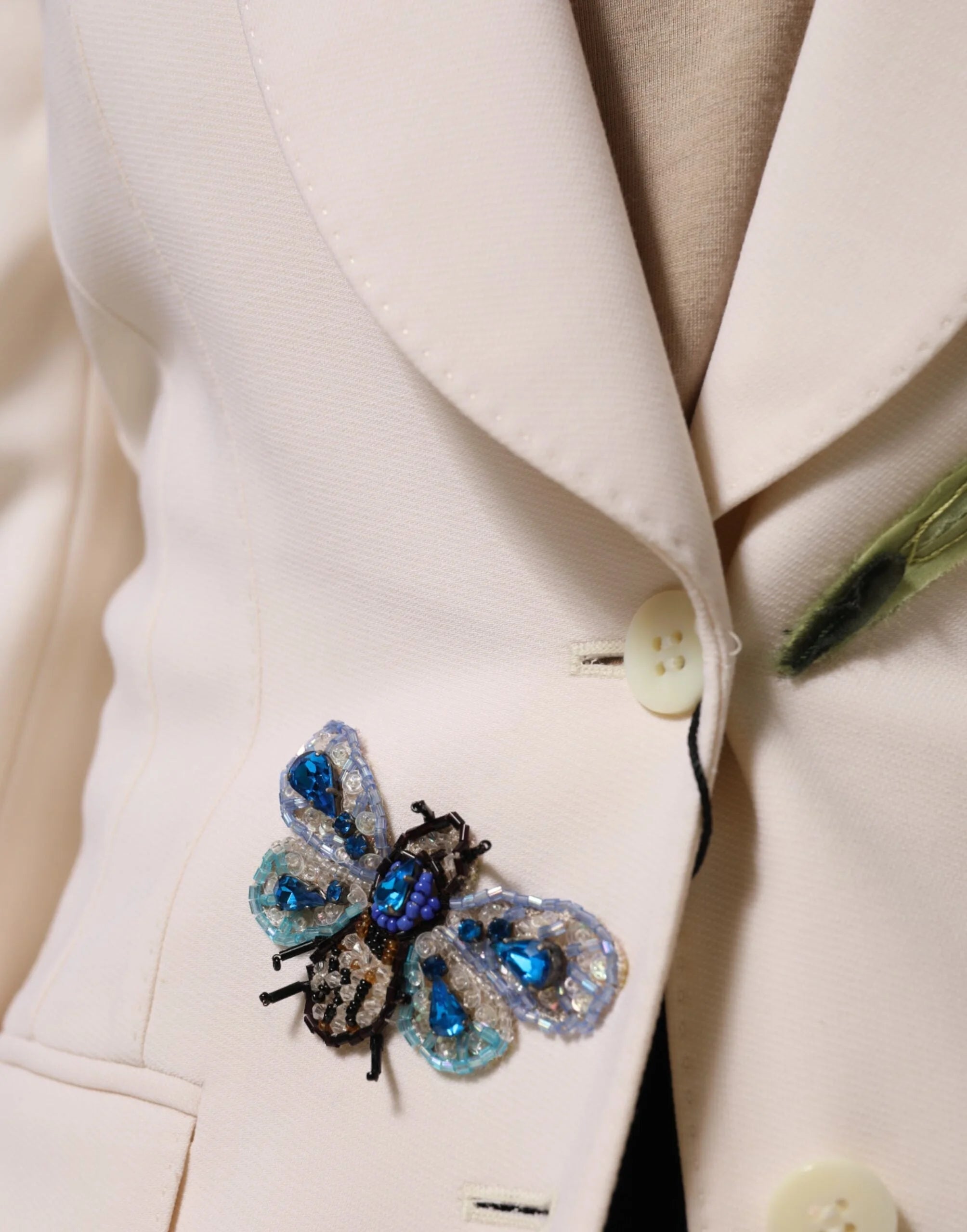 Dolce & Gabbana Beige Embroidered Single Breasted Jacket - Sport Jackets