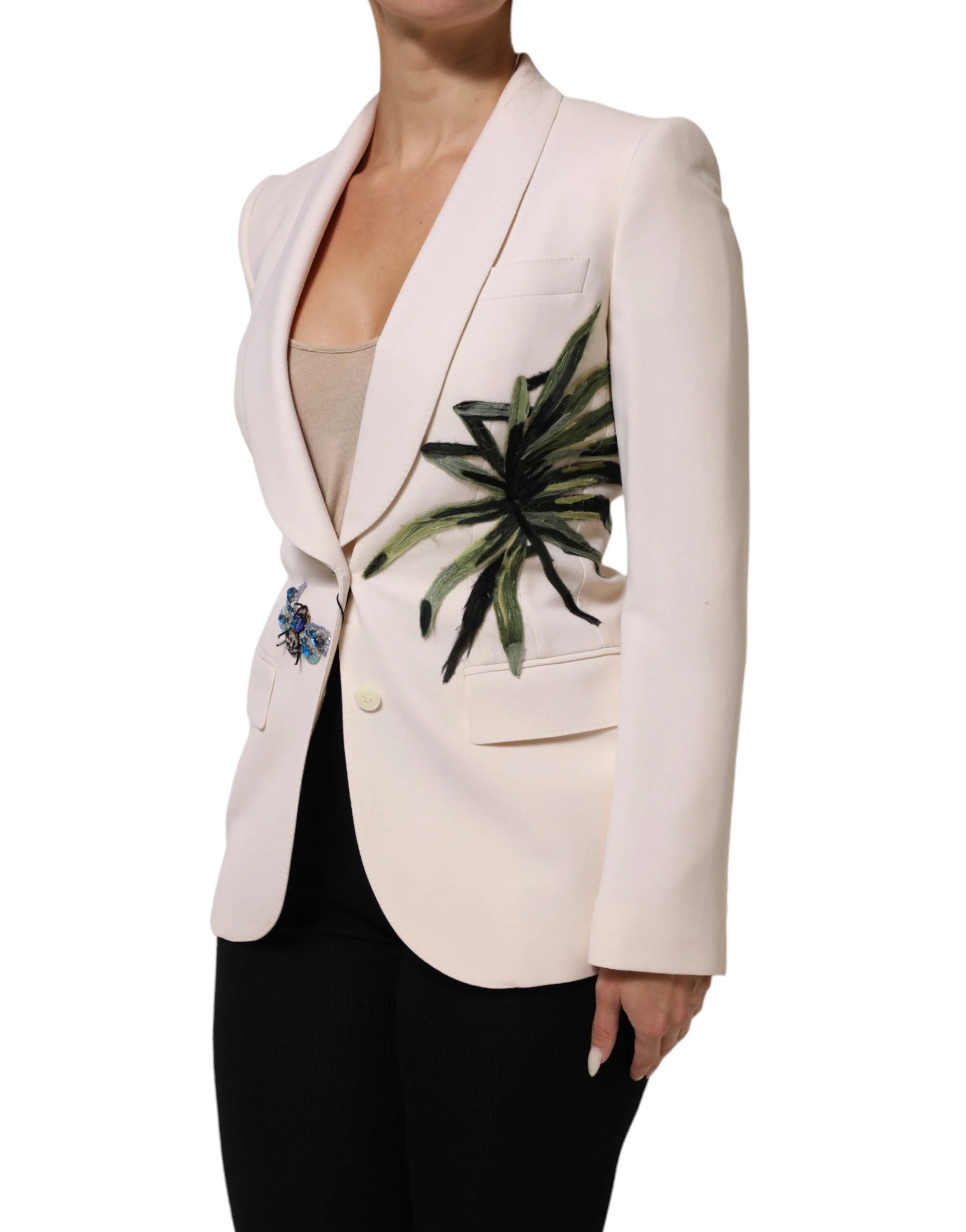 Dolce & Gabbana Beige Embroidered Single Breasted Jacket - Sport Jackets