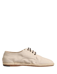 Dolce & Gabbana Beige Espadrille Sole Lace Up Canvas Derby Shoes - EU44/US11
