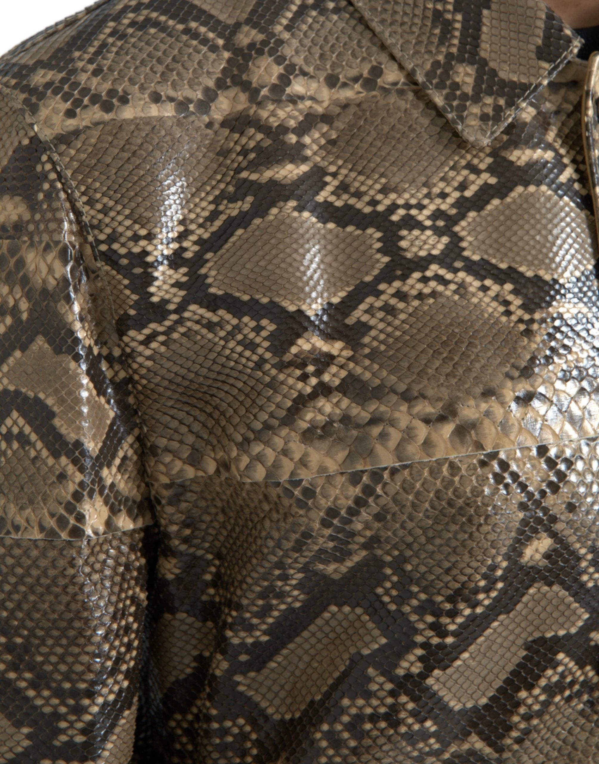 Dolce & Gabbana Beige Exotic Leather Biker Blouson Jacket - Bomber Jackets