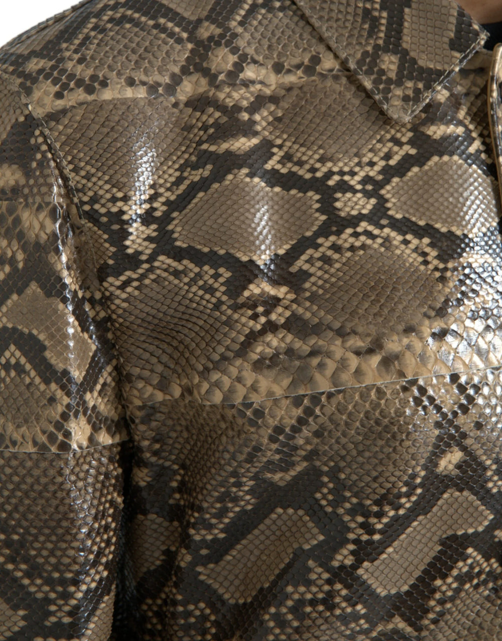 Dolce & Gabbana Beige Exotic Leather Biker Blouson Jacket - Bomber Jackets