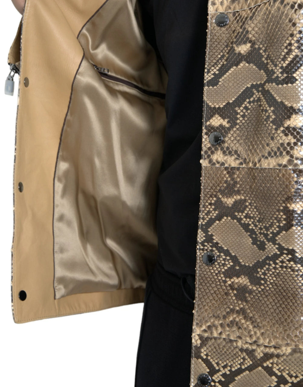 Dolce & Gabbana Beige Exotic Leather Biker Blouson Jacket - Bomber Jackets