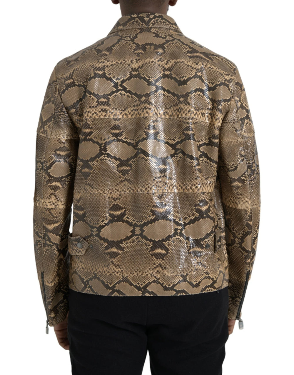 Dolce & Gabbana Beige Exotic Leather Biker Blouson Jacket - Bomber Jackets