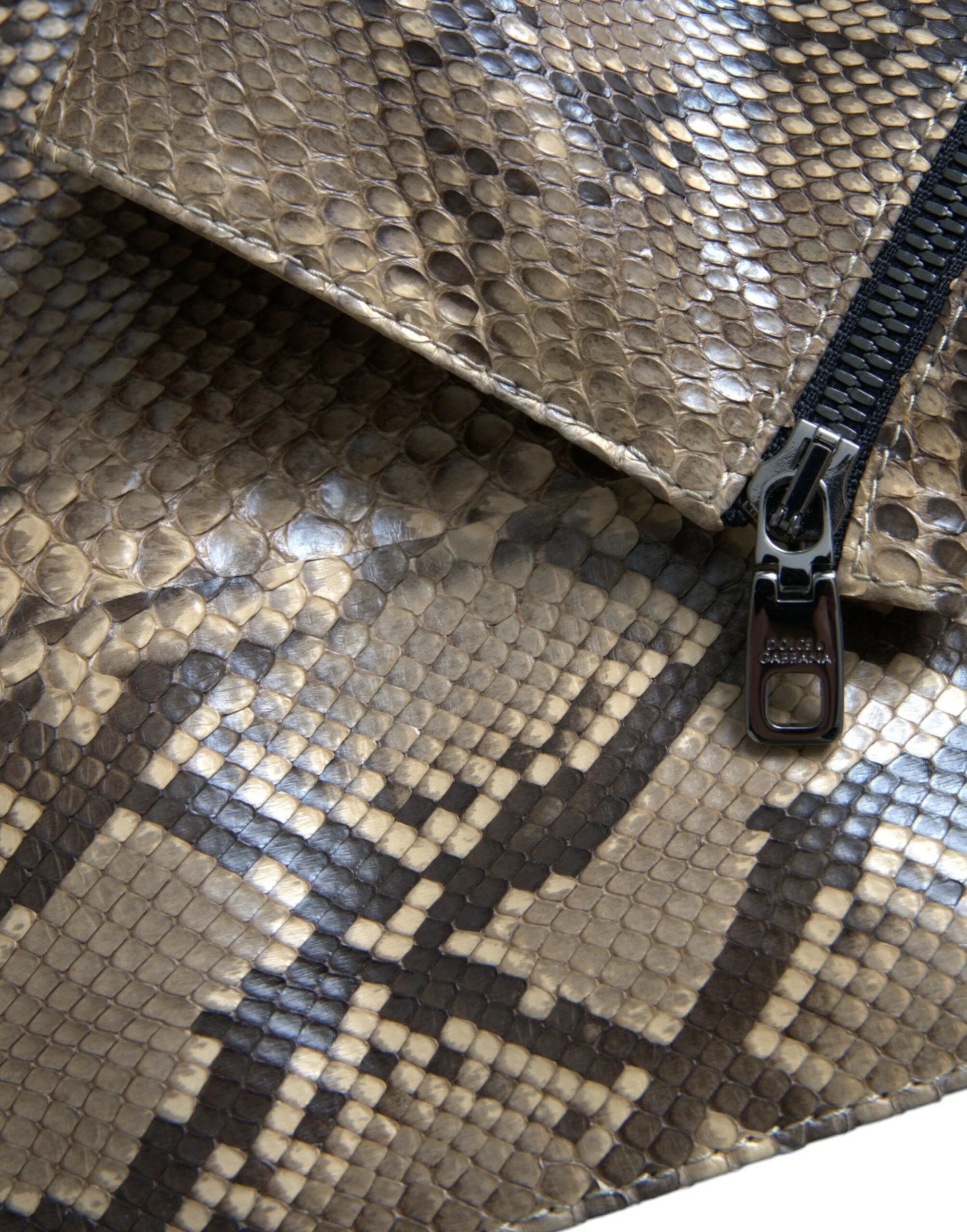 Dolce & Gabbana Beige Exotic Leather Biker Blouson Jacket - Bomber Jackets