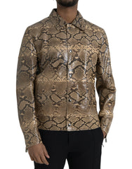 Dolce & Gabbana Beige Exotic Leather Biker Blouson Jacket - Bomber Jackets