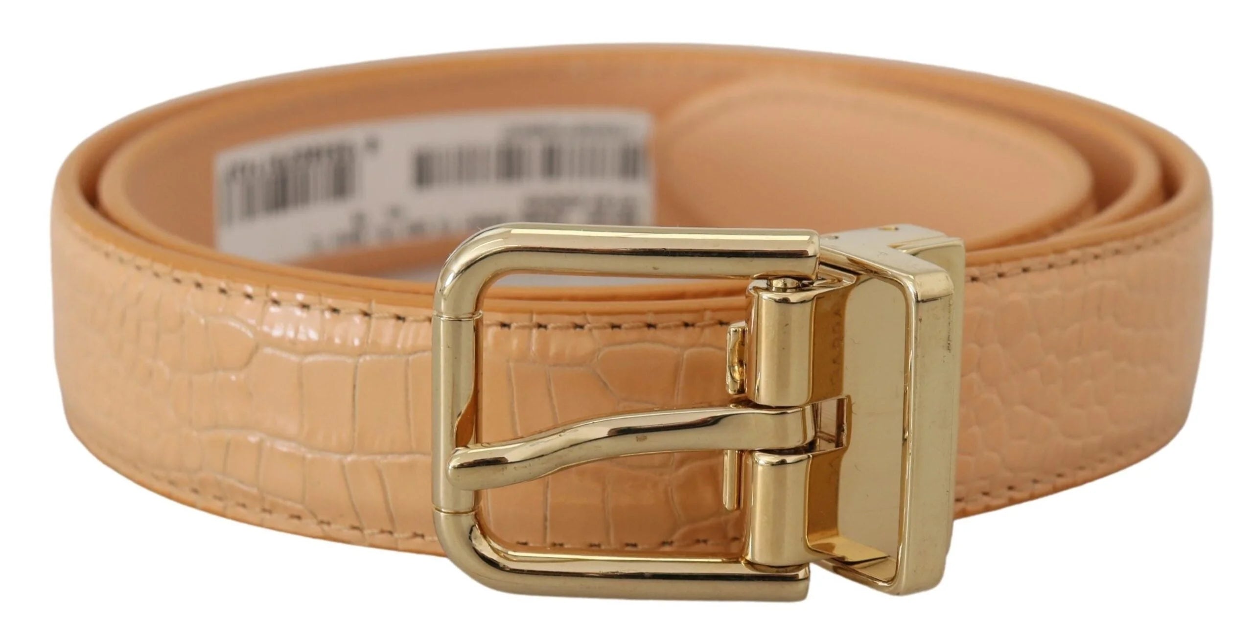Dolce & Gabbana Beige Exotic Leather Gold Metal Buckle Belt - 75 cm / 29,5 Inches - Belts