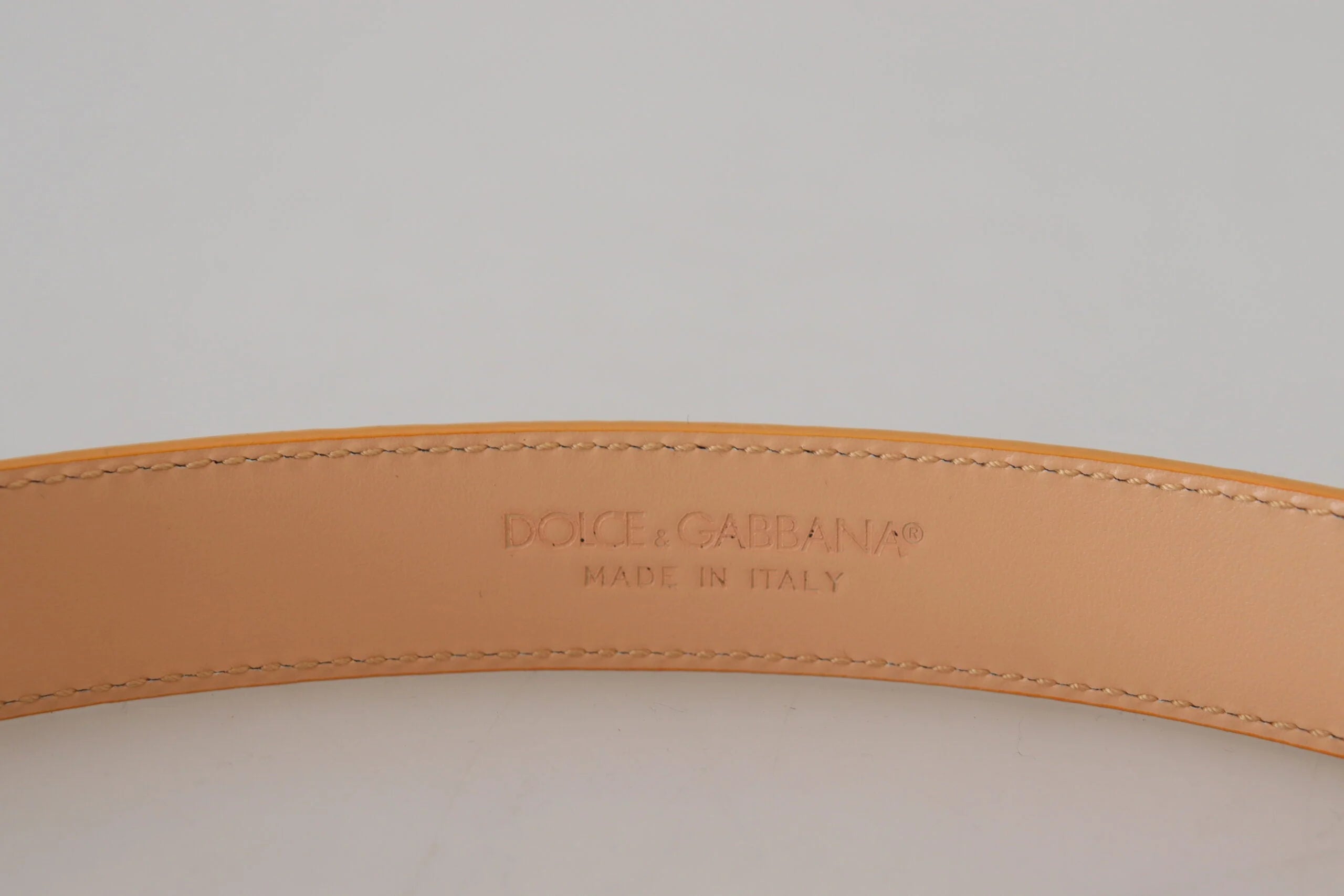 Dolce & Gabbana Beige Exotic Leather Gold Metal Buckle Belt - 75 cm / 29,5 Inches - Belts