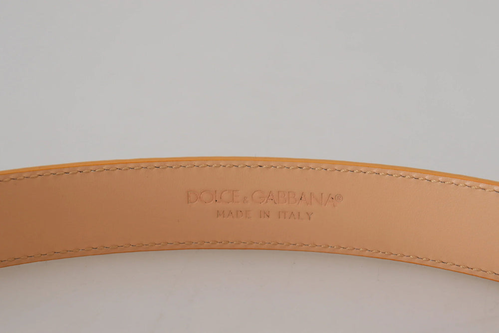 Dolce & Gabbana Beige Exotic Leather Gold Metal Buckle Belt - 75 cm / 29,5 Inches - Belts