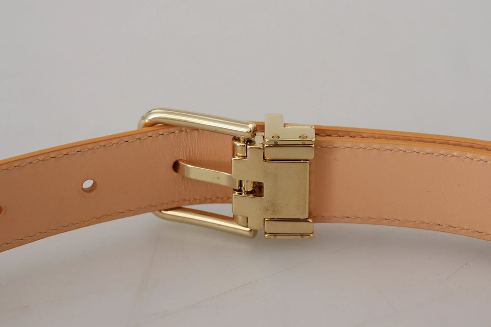 Dolce & Gabbana Beige Exotic Leather Gold Metal Buckle Belt - 75 cm / 29,5 Inches - Belts