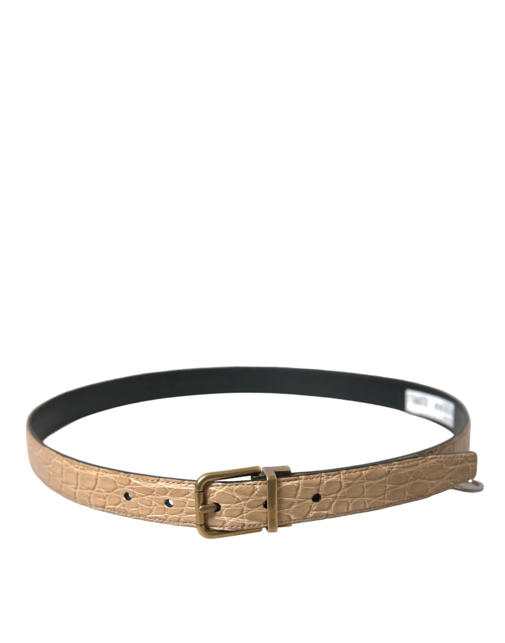 Dolce & Gabbana Beige Exotic Leather Gold Metal Buckle Belt - 90 cm / 36 Inches - Belts