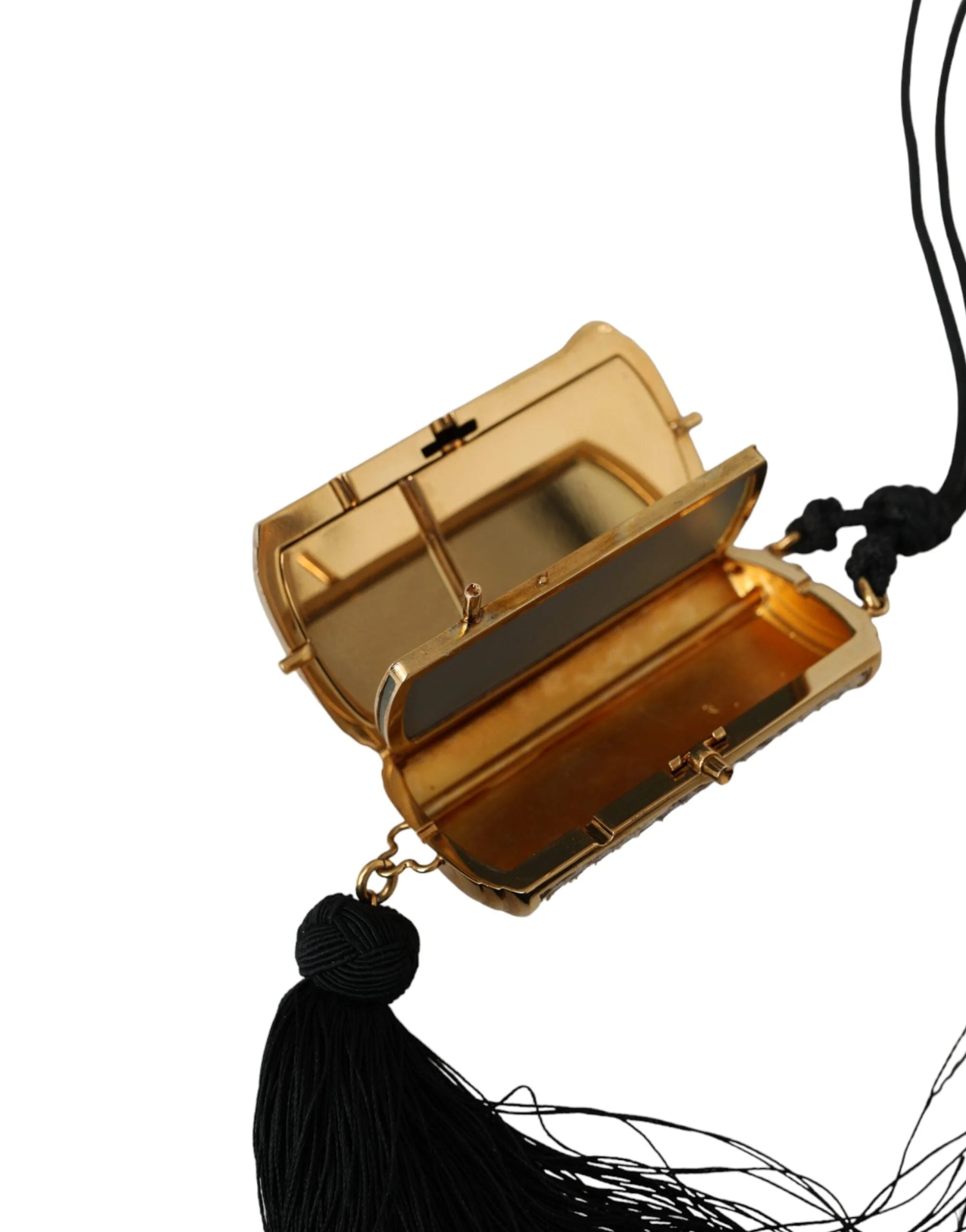 Dolce & Gabbana Beige Exotic Leather Mini Mirror Tassel Make Up Holder Bag - Clutch Bags