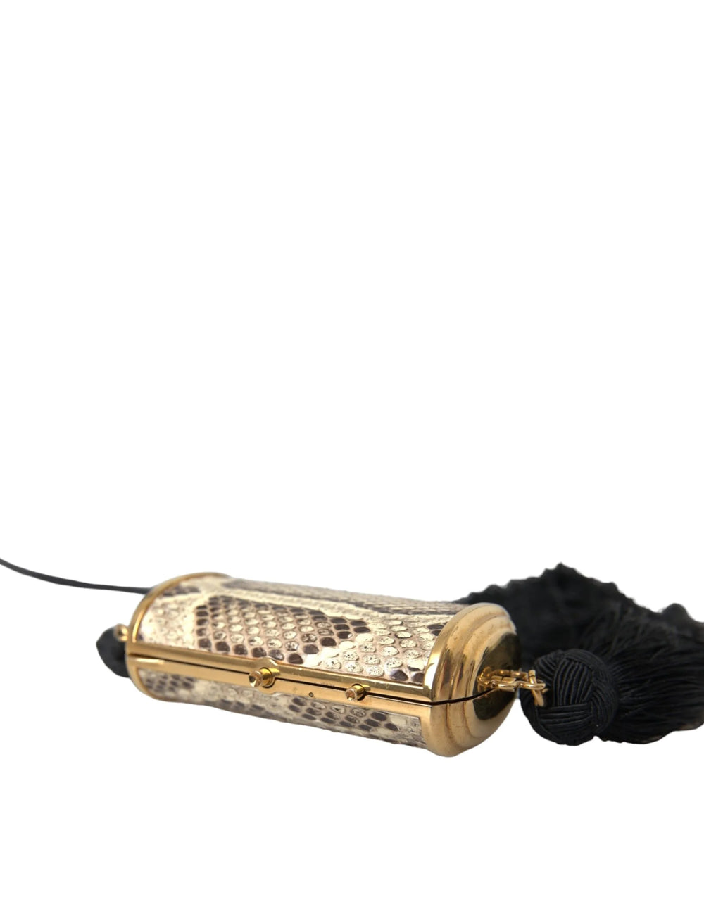 Dolce & Gabbana Beige Exotic Leather Mini Mirror Tassel Make Up Holder Bag - Clutch Bags