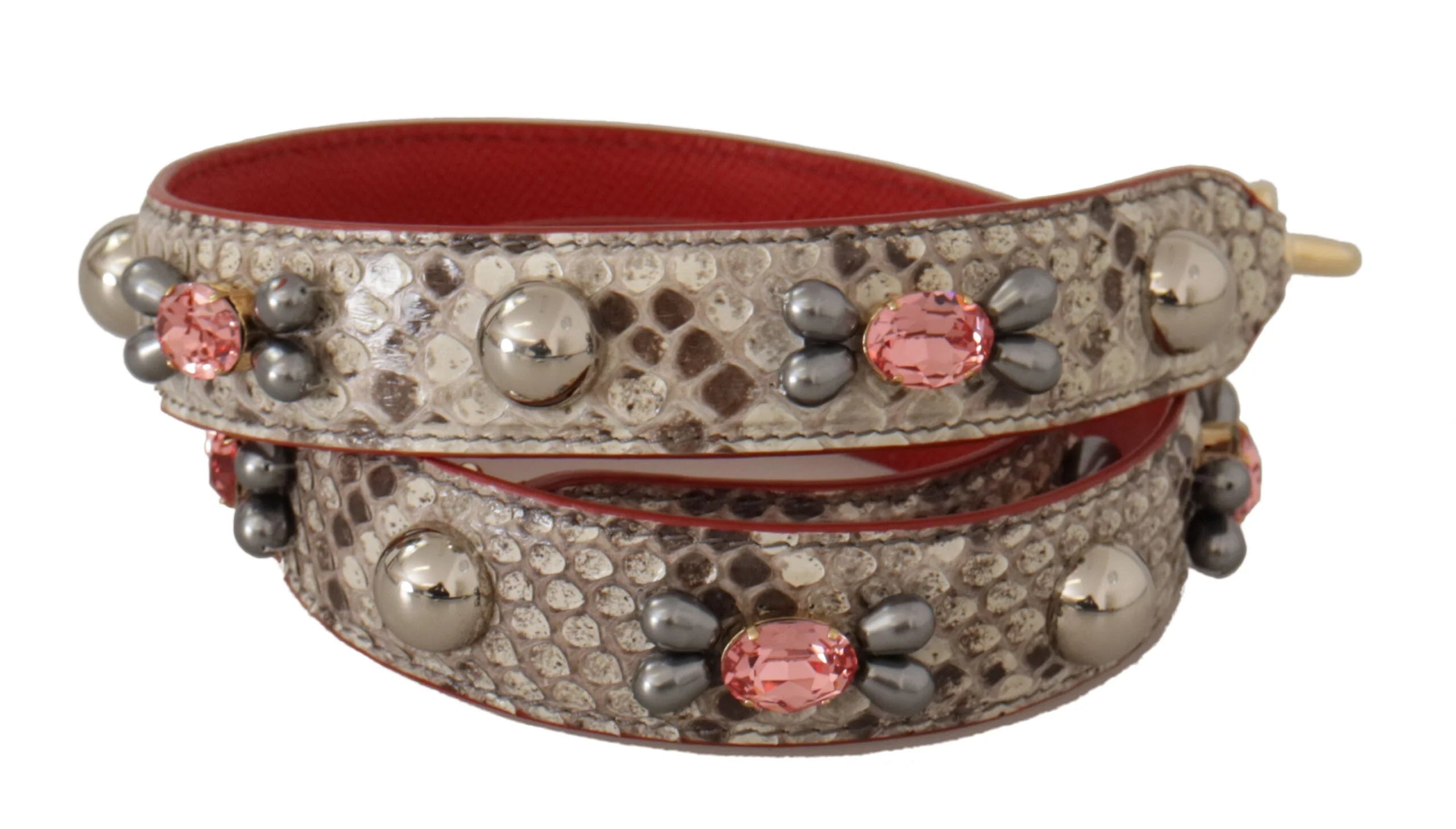 Dolce & Gabbana Beige Exotic Leather Studded Shoulder Strap - Handbag & Wallet Accessories