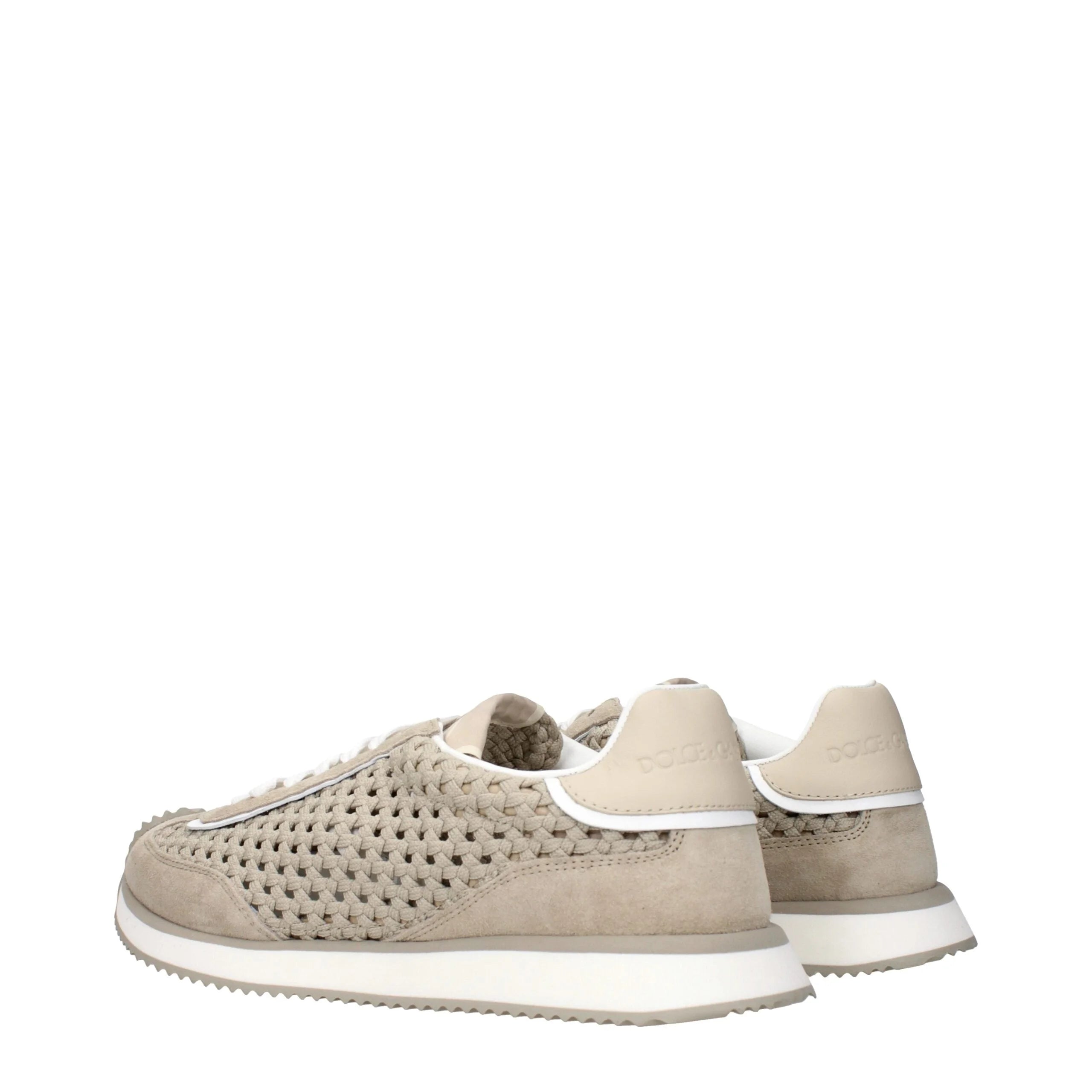 Baskets basses en tissu beige Dolce & Gabbana