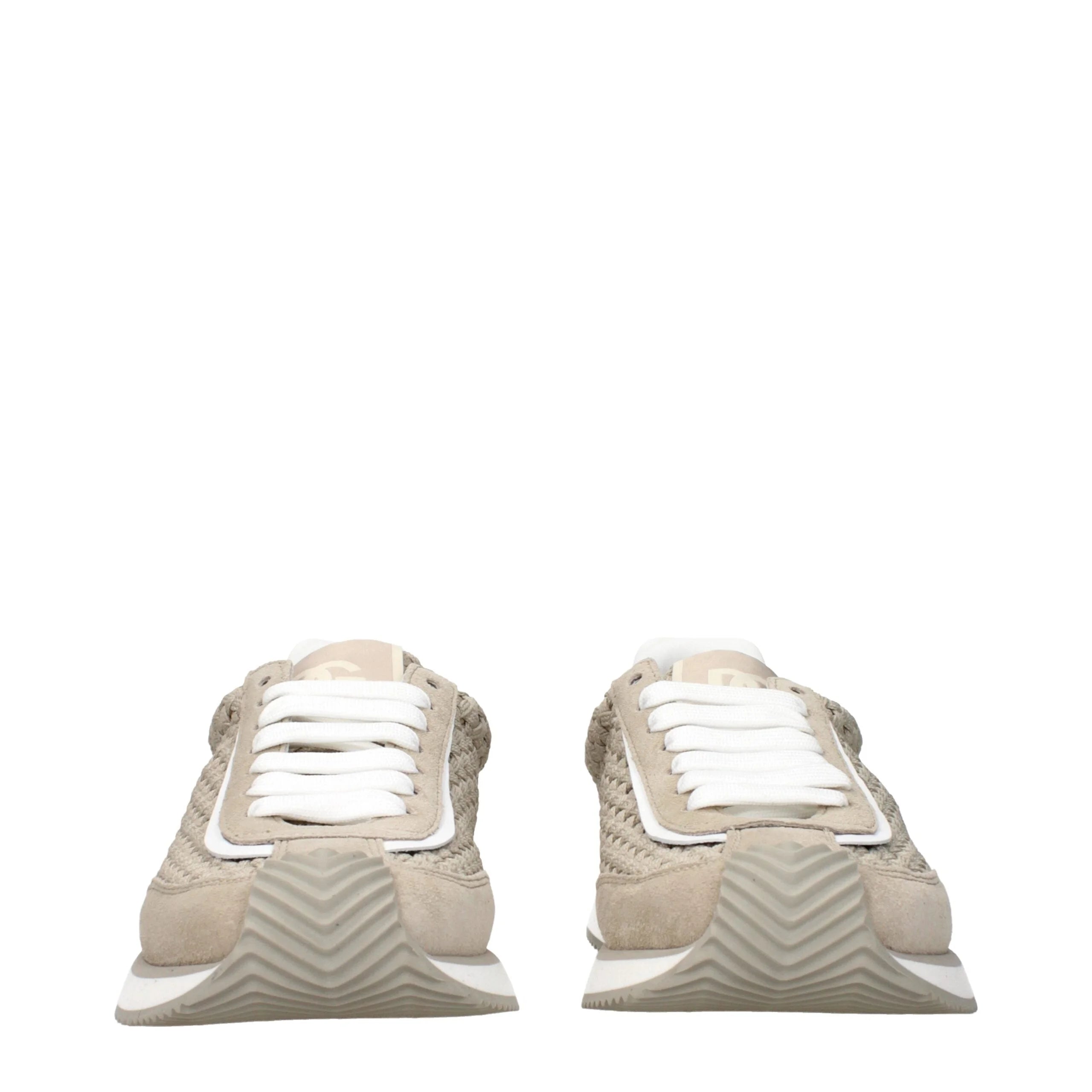Dolce & Gabbana: Baskets à Basse Tige en Tissu Beige