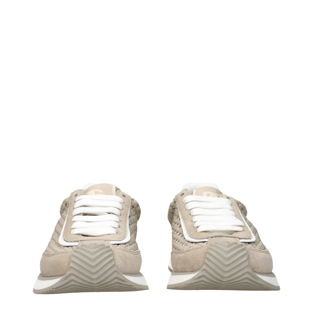 Dolce & Gabbana: Baskets à Basse Tige en Tissu Beige