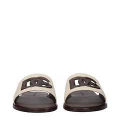Dolce & Gabbana Beige Fabric Slippers - EU41/US8
