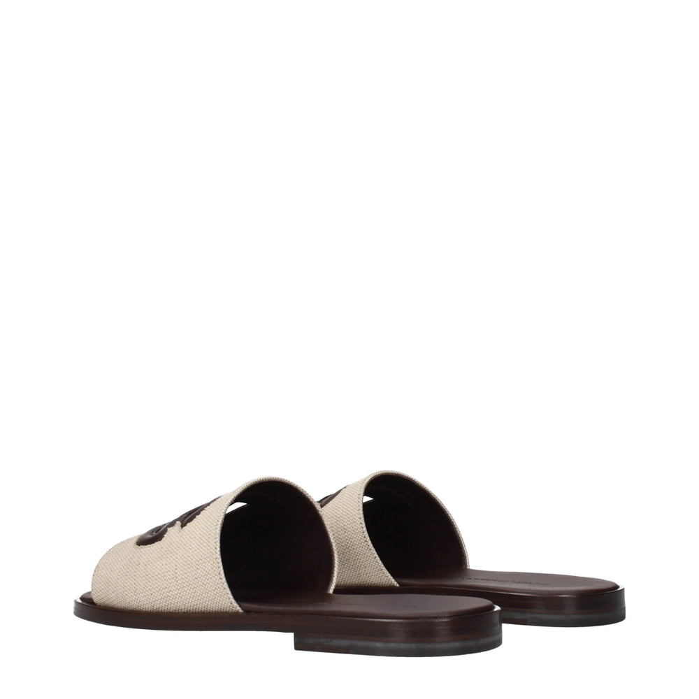 Dolce & Gabbana Beige Fabric Slippers - EU41/US8