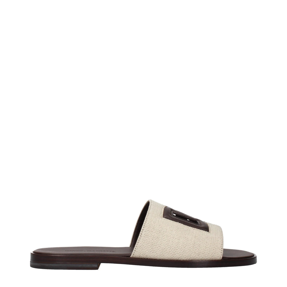 Dolce & Gabbana Beige Fabric Slippers - EU41/US8