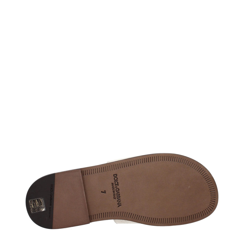 Dolce & Gabbana Beige Fabric Slippers - EU41/US8