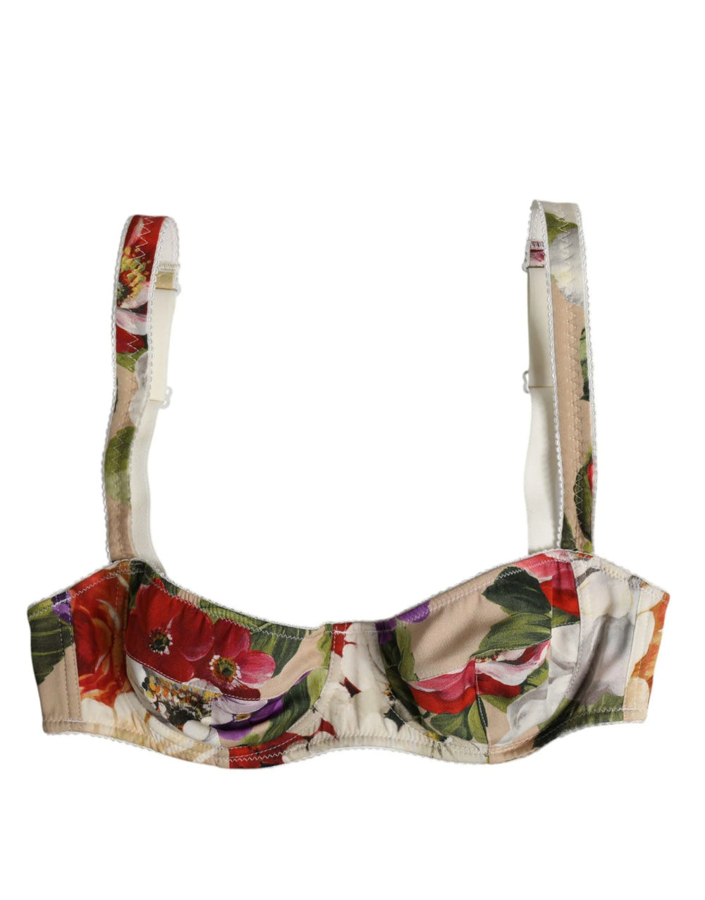 Dolce & Gabbana Beige Floral Balconcino Underwired Bra Underwear - Bras