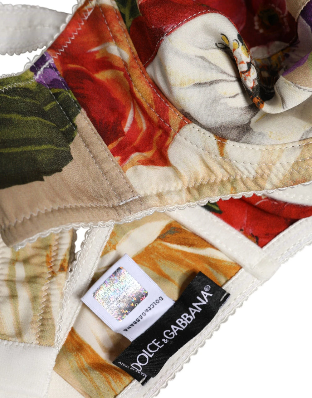 Dolce & Gabbana Beige Floral Balconcino Underwired Bra Underwear - Bras