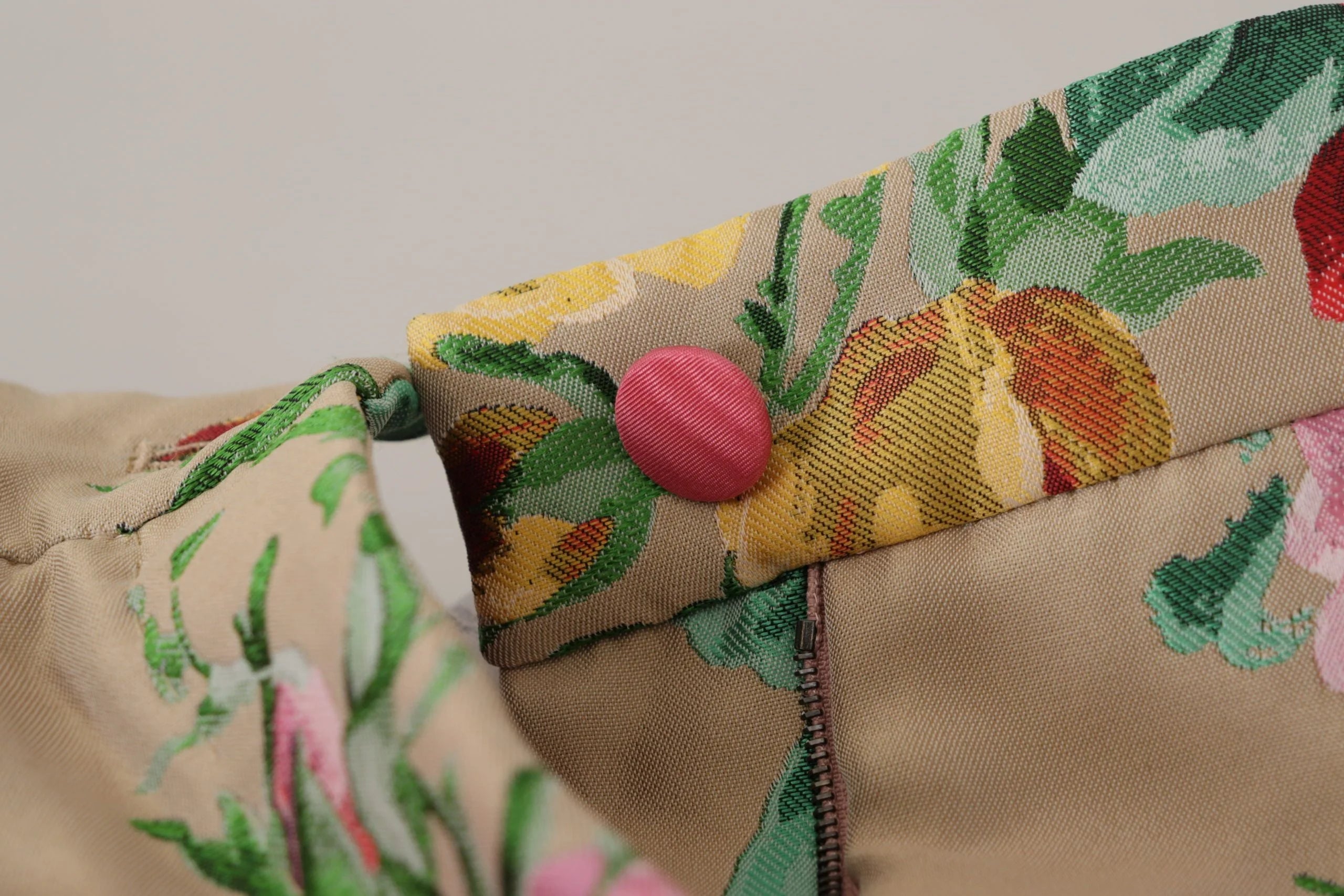 Dolce & Gabbana Beige Floral Dress Formal High Waist Pants - Trousers