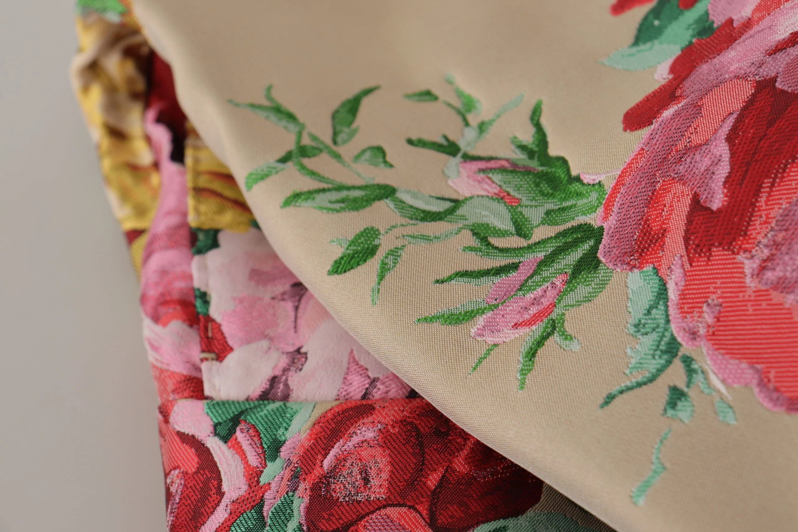 Dolce & Gabbana Beige Floral Dress Formal High Waist Pants - Trousers