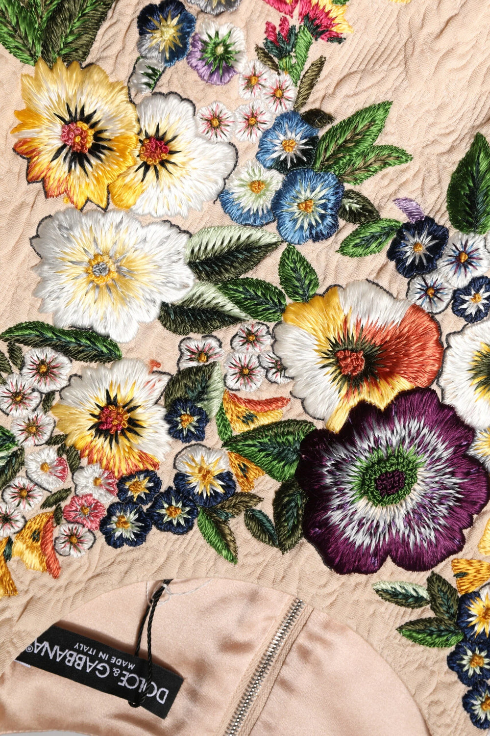 Dolce & Gabbana Beige Floral Embroidery Sleeveless Tank Top - Tank Tops