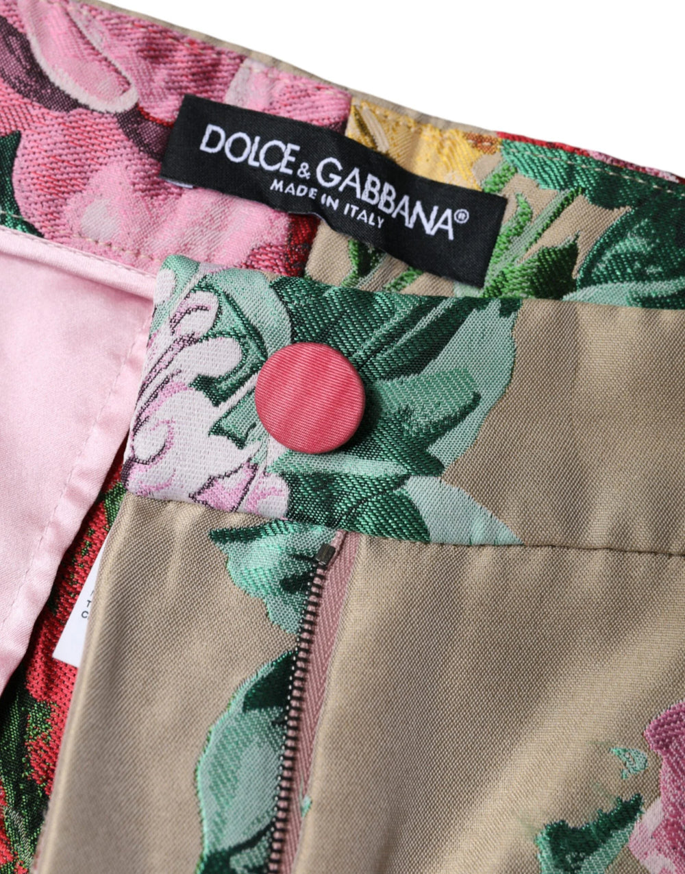 Dolce & Gabbana Beige Floral Jacquard High Waist Tapered Pants - IT46|XL - Trousers
