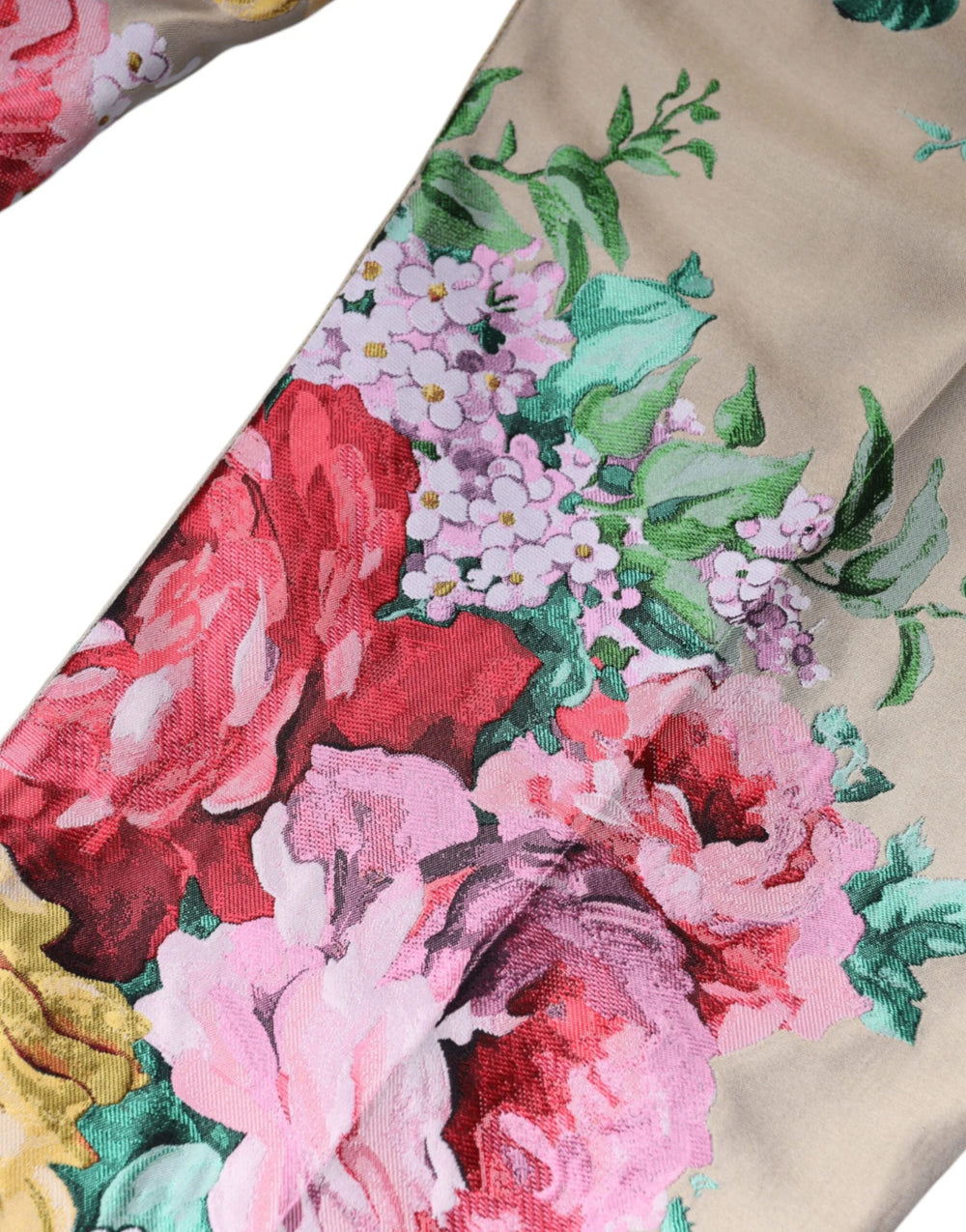 Dolce & Gabbana Beige Floral Jacquard High Waist Tapered Pants - IT46|XL - Trousers