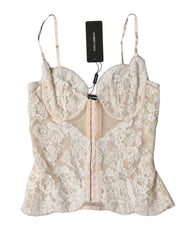 Dolce & Gabbana Beige Floral Lace Corset Lingerie Underwear - IT2 | S