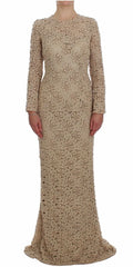 Dolce & Gabbana Beige Floral Lace Sheath Maxi Dress - IT40|S - Dresses