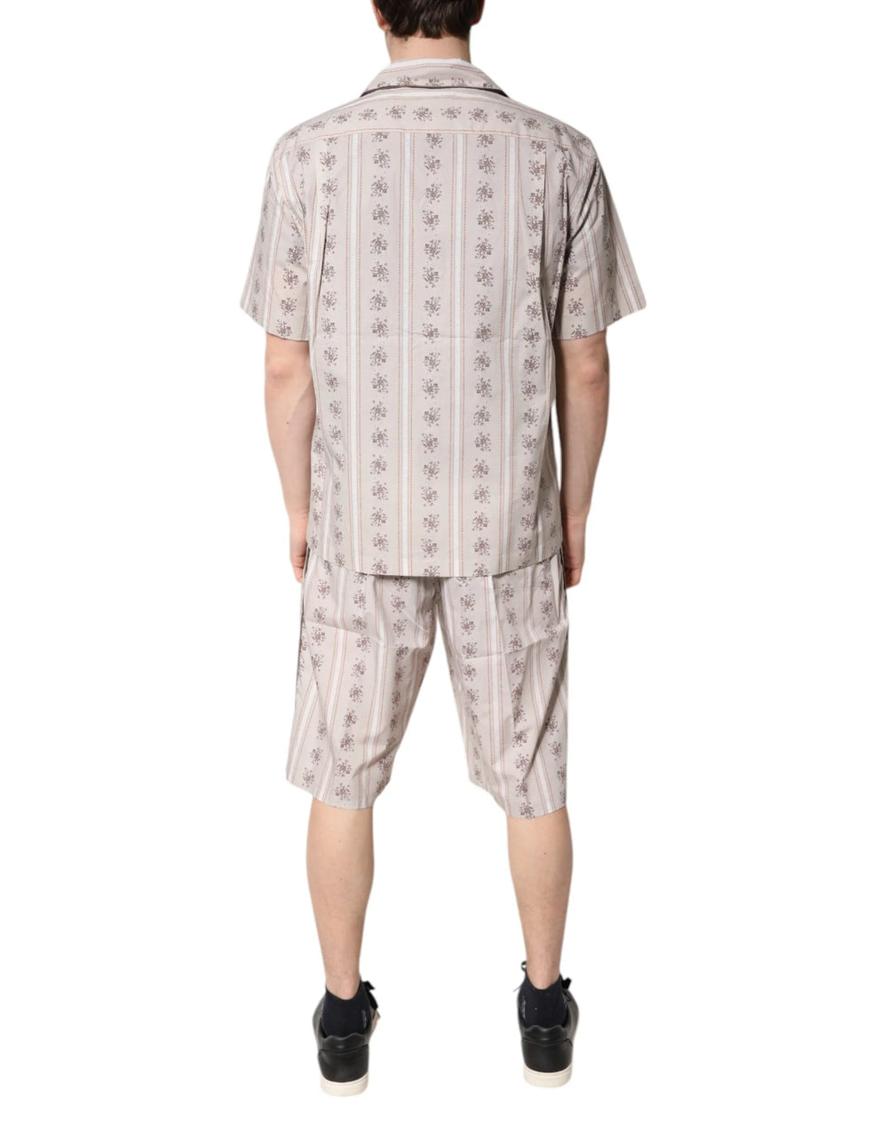 Dolce & Gabbana Beige Floral Print Cotton Men Pajama Set Sleepwear - Pajamas