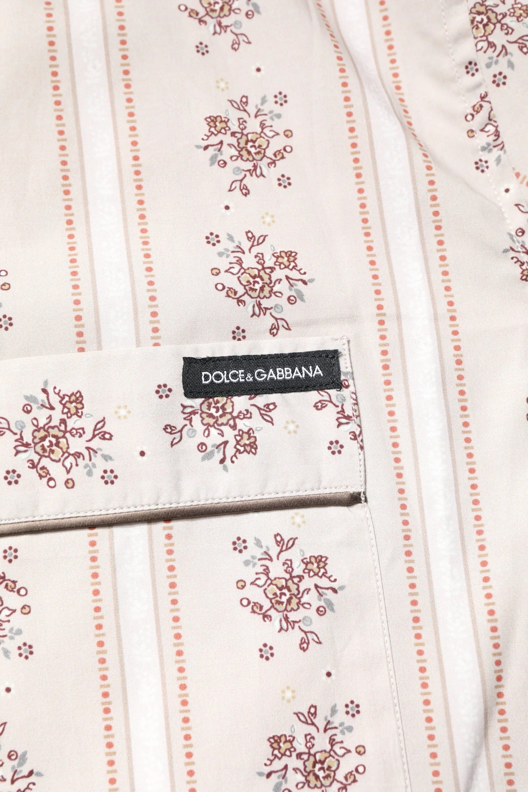 Dolce & Gabbana Beige Floral Print Cotton Men Pajama Set Sleepwear - Pajamas