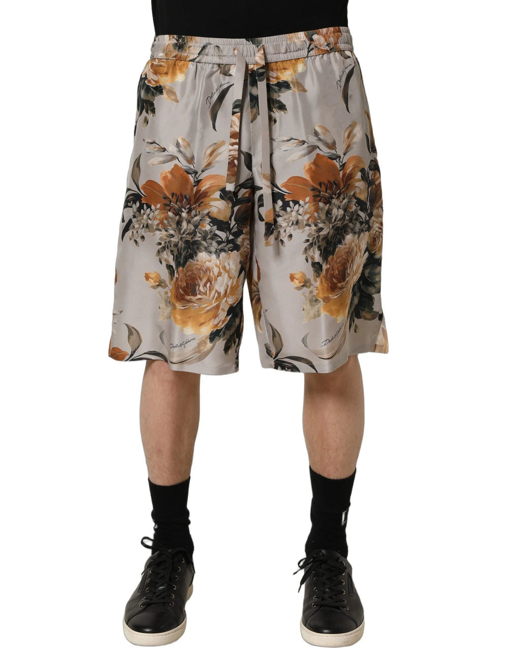 Dolce & Gabbana Beige Floral Print Silk Men Bermuda Shorts - IT50 | L